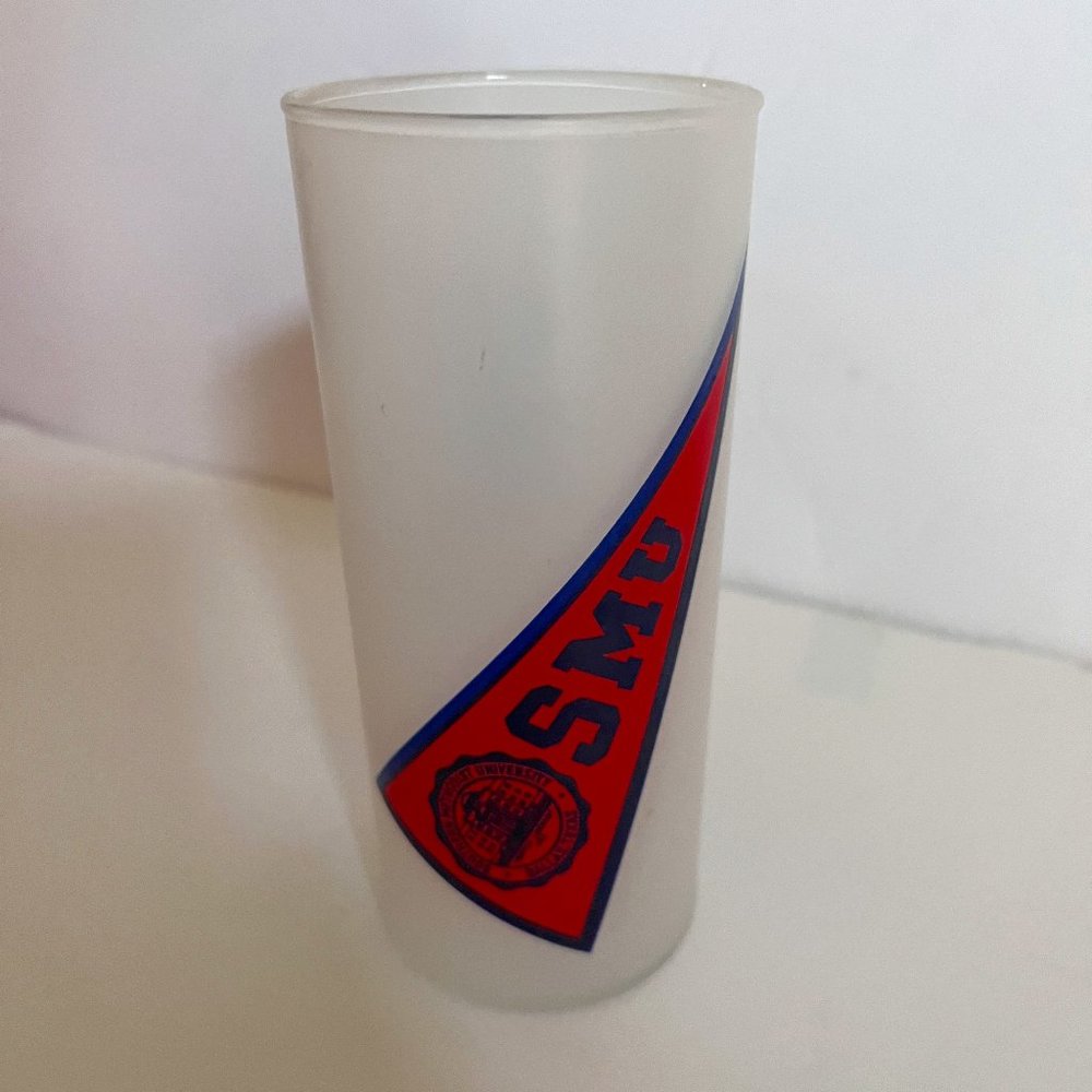 Vintage Southern Methodist University Mustangs Frosted Glass Highball Tumbler